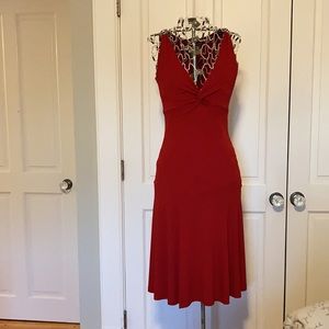 MICHAEL KORS red mid-length dress w chain twist S4
